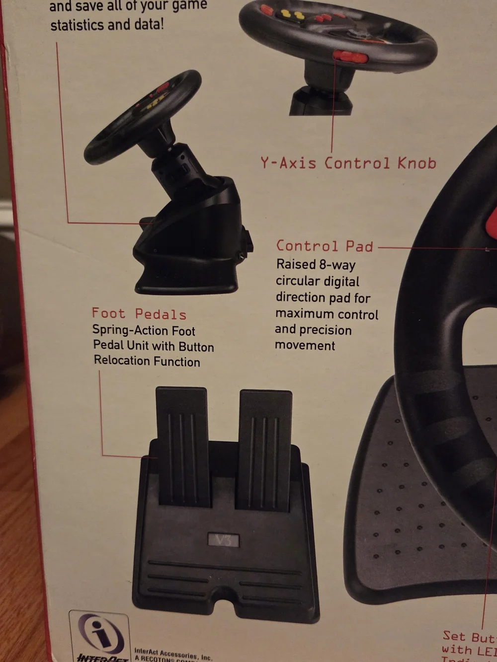 V3 Racing Wheel Analog Steering Wheel Nintendo 64 controller